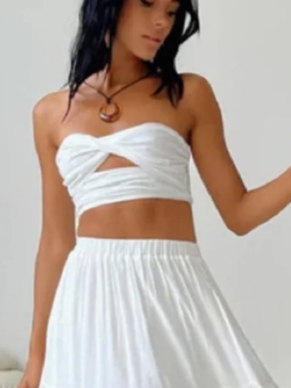 PRINCESS POLLY Allie white linen twist front bandeau top - size 6